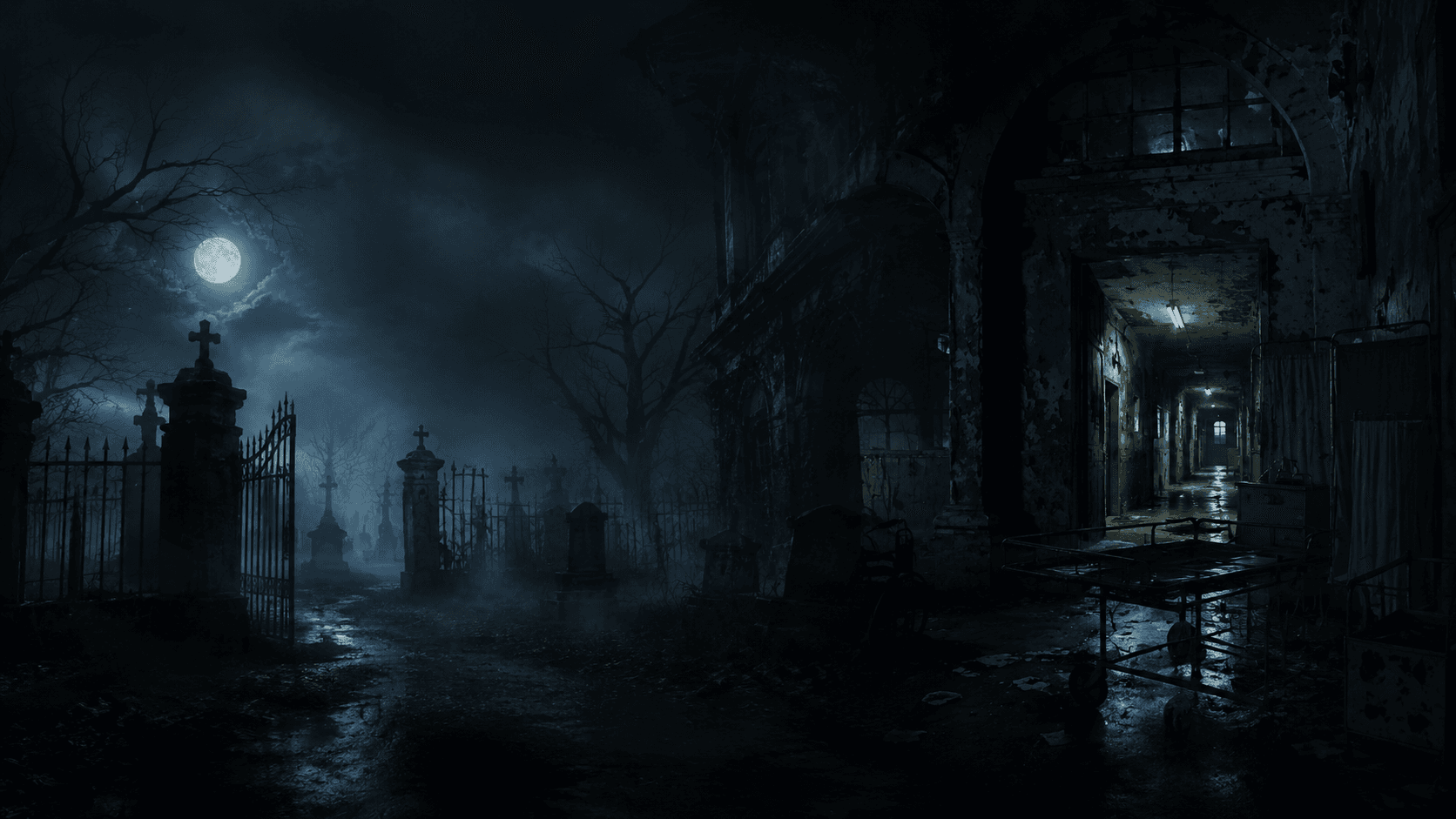 Dark Antalya horror house and cemetery atmosphere