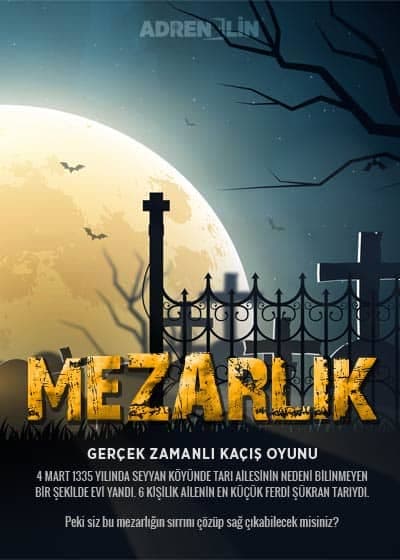 Cemetery escape room poster for Antalya korku evi